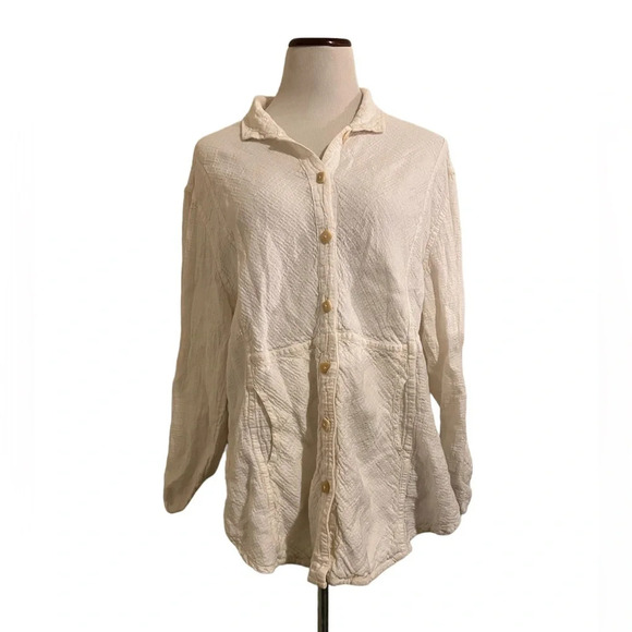 Flax White Linen Top, size small - Picture 1 of 5